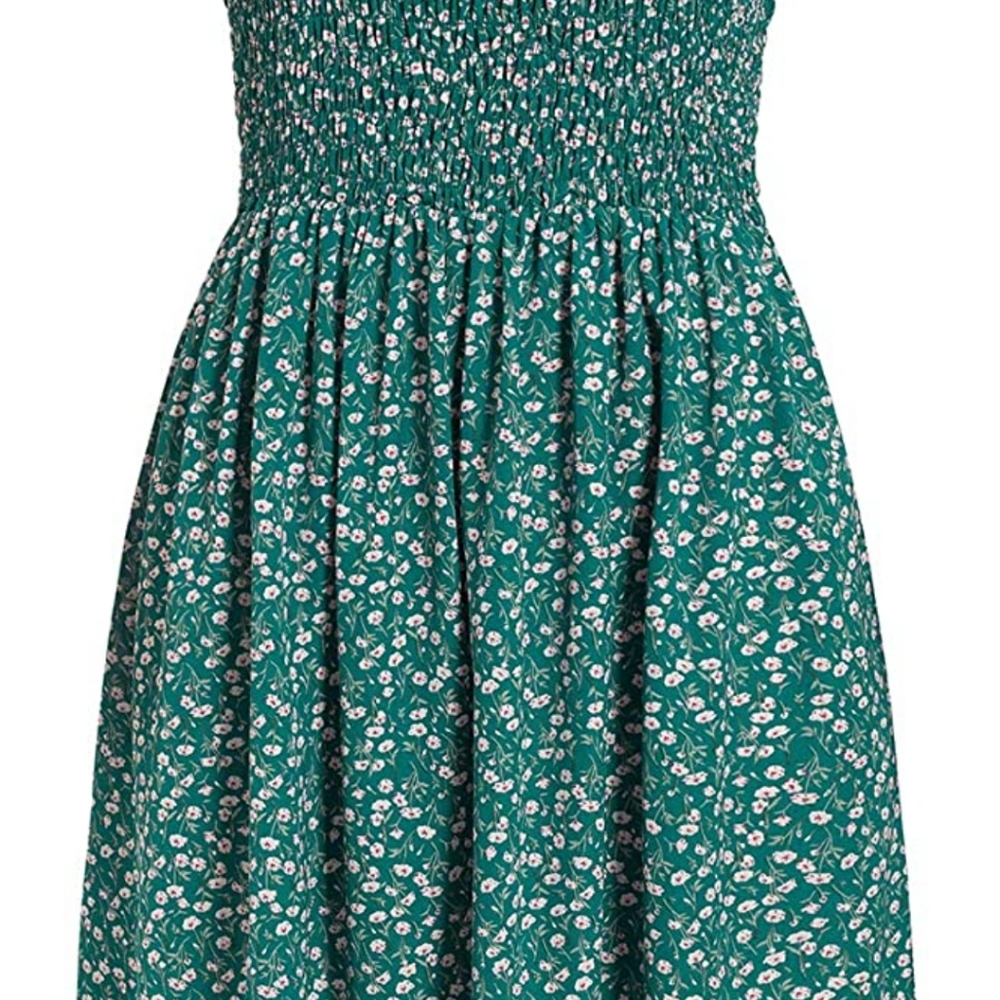 Green mini dress shoulderless